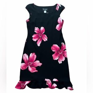 SL Fashions Black Dress with Pink Floral Design